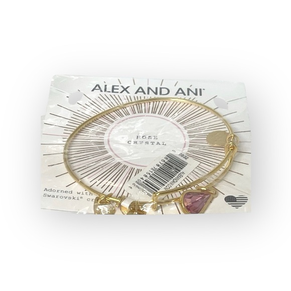new Alex and Ani ꥟ Swarovski Crystal Birthstone Expandable Bangle ꥟ Gold + Pink - Picture 5 of 16